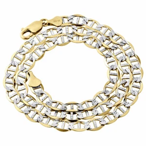 Echt 10K Gelbgold Diamant Schnitt Solide Seemann Kette 5mm Halskette 40.6-76.2cm - Picture 1 of 14
