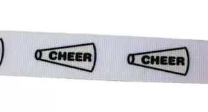 White Cheer Grosgrain Ribbon 7/8 inch wide x 10 yards Megaphone Polyester B38 - Picture 1 of 4