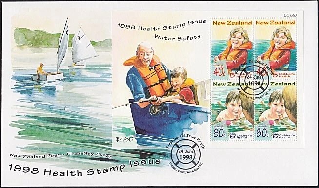 NEW ZEALAND 1998 Health - Water Safety - mini sheet FDC....................A9461 - Image 1 of 1