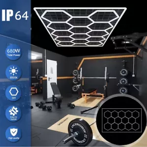 14x Hexagon LED Lampe Werkstatt Garage Wand Decken Leuchte Waben Beleuchtung - Bild 1 von 15