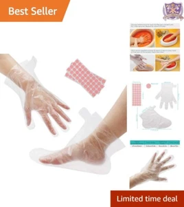 200pcs Plastic Bath Liners Non-Slip Moisturizing Gloves Foot Covers for Pedicure - Picture 1 of 9