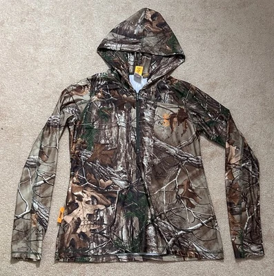 Camisa SHE Exterior Mujer Talla Grande Camuflaje Árbol Real Capucha Activa 1/4 Cremallera EC Foto 1 de 4