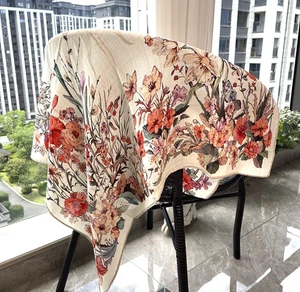 70% Cashmere 30% Silk Wrap Scarf Double Face Print flower Print Shawl 88X88cm  - Picture 1 of 3