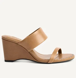 ZARA BNWT 2025. SRPLS CAMEL BROWN LEATHER STUDDED WEDGE SANDAL. 4301/610/117 - Picture 1 of 9