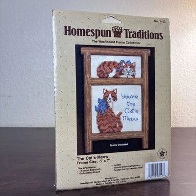 Vintage Homespun Traditions Cross Stitch Pattern No. 7153 “The Cat’s Meow” - Image 1 of 4