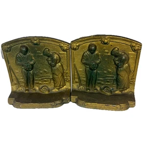 Sujetalibros antiguos K&O de latón macizo ANGELOS LLAMADA A LA ORACIÓN 4 libras 4 OZ 1928 PESADOS - Imagen 1 de 10