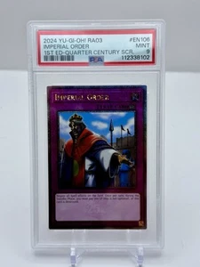 YuGiOh! Imperial Order (Quarter Century Secret Rare) RA03-EN106 - PSA 9 - Picture 1 of 2