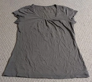 Merona Womens Medium Grey Cotton Blend Cap Sleeve Shirt 24 - Picture 1 of 3