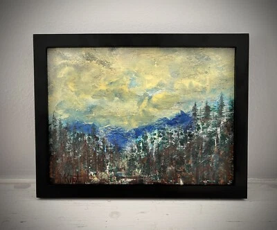 Original Small Colorado Mountains Landscape painting Western FRMD Art CoA MKravt - Image 1 of 4