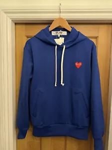 Comme Des Garçons Garcons CDG Play Mens Blue Hoodie Sweatshirt Size Medium Japan - Picture 1 of 12