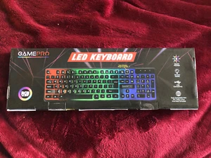 GamePro RGB LED Lights Computer Keyboard Backlit Keycaps 10 Color Modes USB Con. - Picture 1 of 3