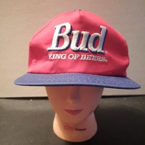 DE COLECCIÓN Budweiser Sombrero Gorra Snap Back Rojo Azul Cerveza Bud Lite Hombres Años 90 - Imagen 1 de 6