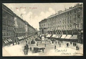 Milano : Via Dante - cartolina viaggiata nel 1903 per Parigi - Picture 1 of 1