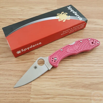 Cuchillo Plegable Spyderco Heals Delica 3" CMP S30V Hoja de Acero Rosa Mango FRN Foto 1 de 4