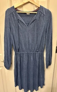 BODEN Womens Blue Linen Dress Tassel Elastic Waist Soft Jersey Size 6R EUC - Picture 1 of 7