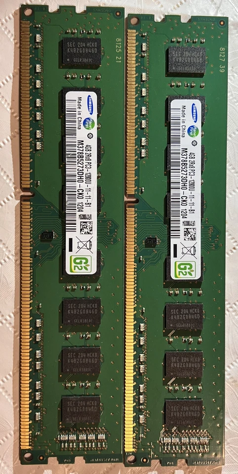Set Of 2 4GB Samsung M378B5273DH0-CK0 -2 ea. 4GB 2Rx8 PC3-12800U Desktop Ram - Image 1 of 1