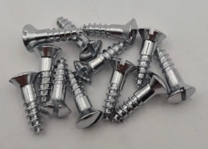 #8 x 5/8" Chrome Brass Oval Head Slotted Marine Wood Screws (12) pack CBWS25 - Picture 1 of 2