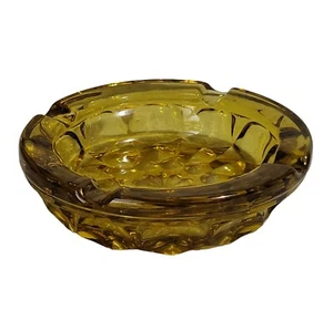 Vintage Anchor Hocking 6" Ashtray Amber Glass Fairfield Starburst MCM Retro 70's - Picture 1 of 11