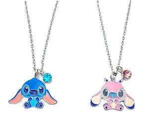 Stitch Necklace Lilo Stitch Angel Girls Pendant Chain Necklace Disney Gem Stone - Picture 1 of 7