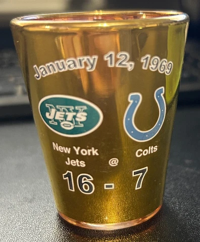 New York Jets SUPER BOWL 3 III Champions Champs SHOT GLASS Jan 12, 1969 Cover