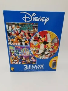 Ceaco Disney 3 Jigsaw Puzzles Mickey & Friends! With FREE Glue! 750, 550 & 500! - Picture 1 of 8