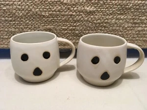 Pottery Barn GHOST SHAPED Ceramic COFFEE MUG Cup Set of 2 HALLOWEEN 16 oz each - Picture 1 of 8