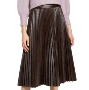 Halogen x Atlantic Pacific Plus Size 2X Faux Leather Croc Pleated Midi Skirt - Picture 1 of 5