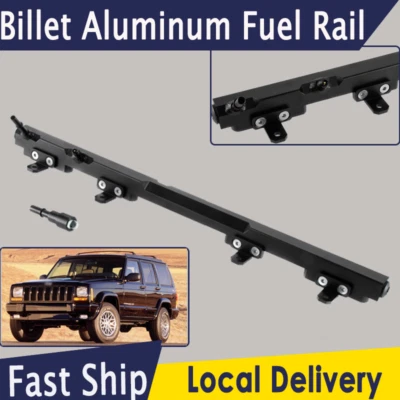 BLACK BILLET ALUMINUM FUEL RAIL fits 1997-2001 Jeep Wrangler TJ/Cherokee XJ 4.0L - Image 1 of 4