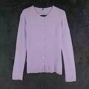 LANEROSSI Purple Crew Neck Wool Cashmere Cardigan Size 3 - L - Picture 1 of 6