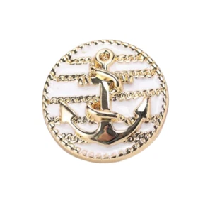 3 Stück Royal Knöpfe Buttons Anker Maritim zum Annähen 20 mm gold weiß DIY - Bild 1 von 2