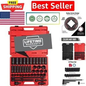 Sunex 1/2" Drive 43-Piece Impact Socket Set - Ultimate Torque Performance - Picture 1 of 8