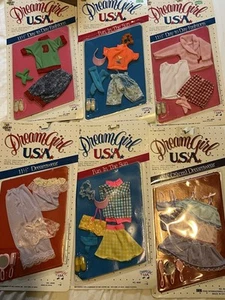 "Juego de 7 muñecas Dream Girl EE. UU. ropa 11,5"" traje de muñeca de moda 1990 nuevo en caja nuevo sellado" - Imagen 1 de 9