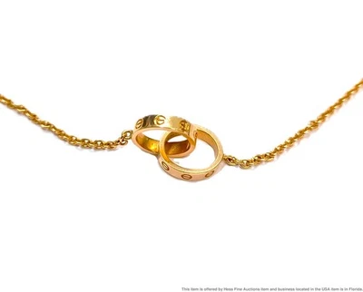 Collar Cartier CR655 de colección de oro amarillo macizo de 18 k Love para damas de 17 pulgadas de largo Foto 1 de 3