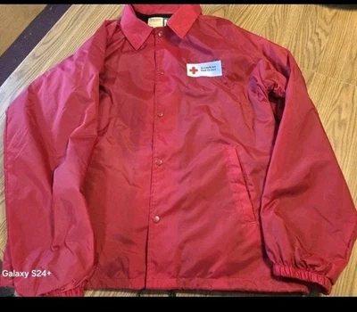 Vintage RED CROSS  Wear Guard Windbreaker Snap Jacket Mens RED. SIZE MEDIUM - Image 1 of 4
