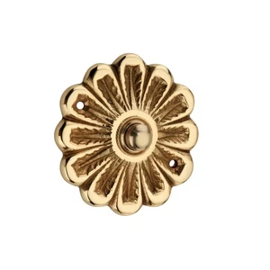 "Antique Solid Brass Flower Bell Push - Classic Doorbell Button & Wired Button" - Picture 1 of 3