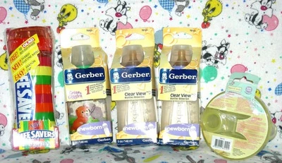Vintage Gerber Baby Bottles Munchkin/LifeSavers Nurser GLAD Disposable Bags LOT - Image 1 of 4
