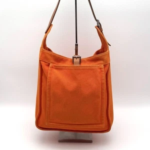 HERMES Hermes Marwari Tote Bag Canvas O Engraved Orange Used Maruwari - Picture 1 of 9