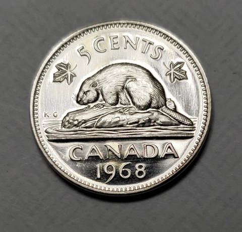 1968 GEM PROOF CANADA PURE NICKEL QUEEN ELIZABETH II FOREIGN COINS 5 CENTS Cover