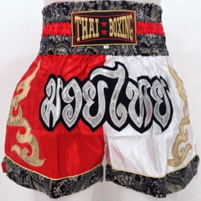 Muay Thai Boxing Shorts Satin Fabric Adult 2 Tone Colors MMA Kickboxing Martial - Image 1 of 4