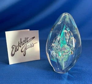 PISAPAPELES DICROICO BURBUJAS IRIDISCENTES VIDRIO ARTE ARTE EICKHOLT FIRMADO 1997 - Imagen 1 de 4