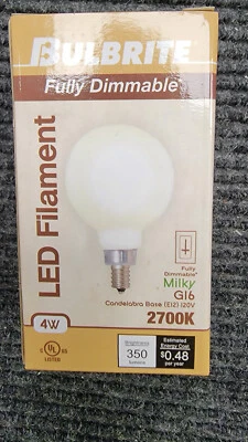 Bulbrite LED4G16/27K/FIL/M/3 G16 Globe LED Light Bulb | 776612 - Image 1 of 4