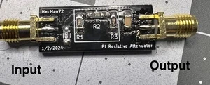 Pi Resistive Attenuator, 3dB, 6dB, 9dB, or 12dB. 50 Ohm Impedance (USA) - Picture 1 of 4