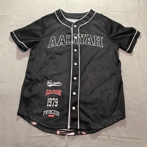 Aaliyah Baseball Jersey Men's Medium Mesh R&B Try Again 1979 Princess Black - Afbeelding 1 van 8