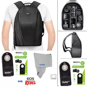 VIVITAR CAMERA BACKPACK BAG + REMOTE FOR CANON EOS REBEL 5D 6D 7D 80D 70D - Picture 1 of 5