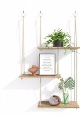 Fixwal Hanging Shelves for Wall, 3 Tier Boho Wall Decor Rustic Brown