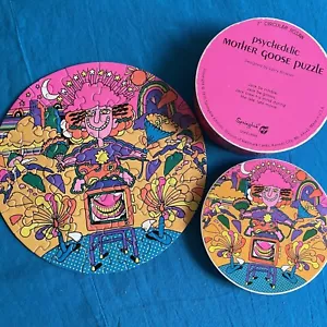 70s Vintage MINT Psychedelic Mother Goose Puzzle 7" Circular Jigsaw Puzzle - Picture 1 of 3