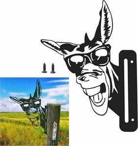 Peeping Donkey Metal Art Farm Garden Decor Garden Fence Decoration Outdoor De... - Picture 1 of 6