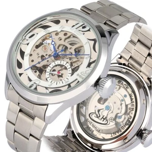 Reloj de pulsera militar mecánico mecánico informal Shenhua para hombre correa de acero de cuero - Imagen 1 de 10