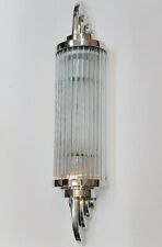 Antique Vintage Art Deco Nickel Brass & Glass Rod Ship Light Wall Sconces Lamp