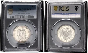 Prussia 2 Mark 1901 Kaiser Wilhelm II Anniversary Friedrich I. PCGS PR63 116168 - Picture 1 of 1